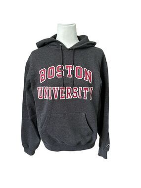 Boston University Champion Gray Hoodie Sweatshirt Size Small Unisex